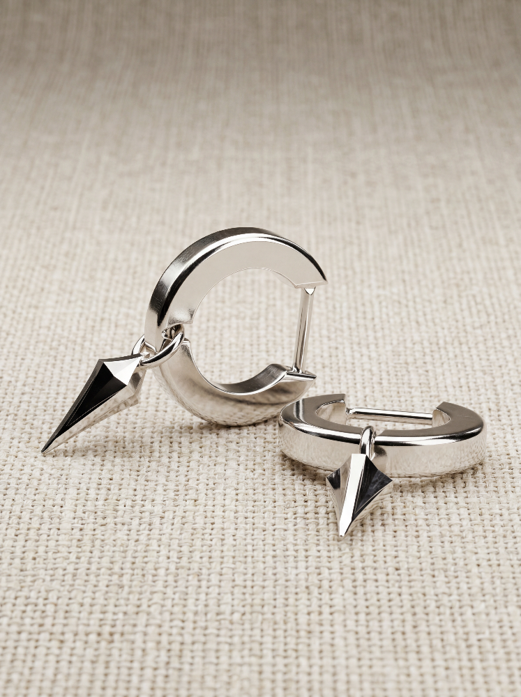 Brinco Agulha Ouro Branco 18K