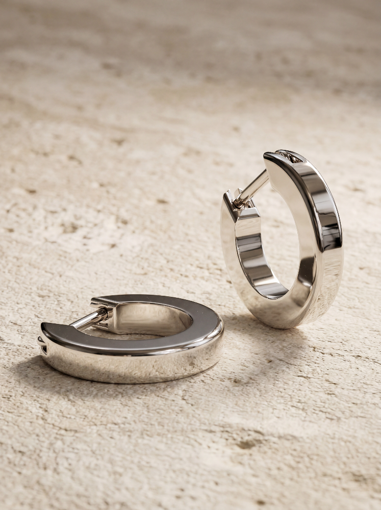 Brinco Argola Ouro Branco 18K