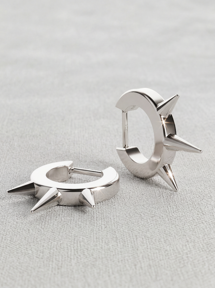 Brinco Farpas Ouro Branco 18K