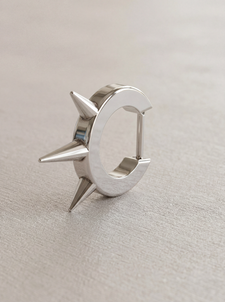 Brinco Farpas Ouro Branco 18K